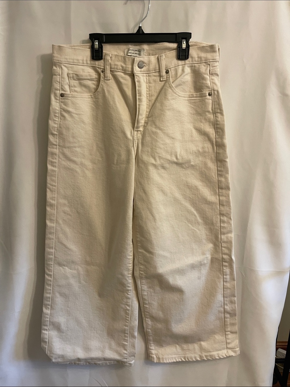 Banana Republic Cream High Rise Wide Leg Crop Jeans 12